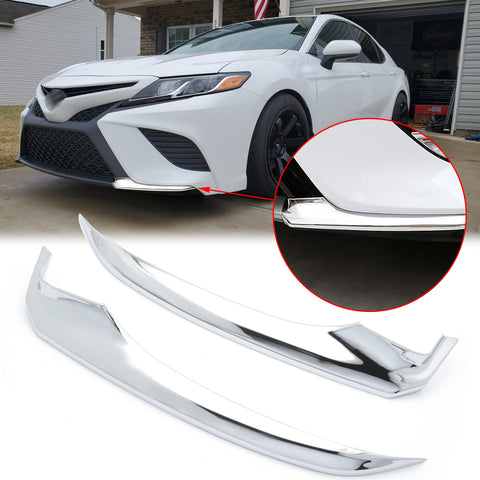 Chrome Silver Front Bumper Lip Protective Corner ABS Cover Trims for Toyota Camry 2018 2019 SE XSE