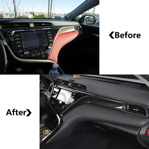 Carbon Style AC Air Vent Console Strip Gear Shift Panel Trim For Camry 2018-2024