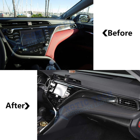 Carbon Fiber Style Interior Overlay Cover Combo Kit For Toyota Camry 2018-2024