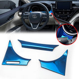 Blue Interior Dash Dashboard Meter Panel Frame Cover Molding Trims 3pcs for Toyota Camry 2018-2024