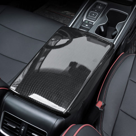 Carbon Fiber Texture Center Gear Shift Armrest Box Panel Trim For Accord 18-22
