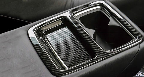 Carbon Fiber Black Armrest Box Rear Water Cup Holder Trim For Honda Accord 18-22