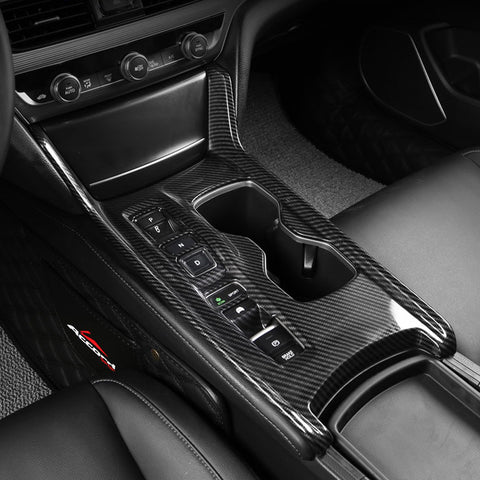 ABS Carbon Fiber Gear Shift Box Cigarette Lighter Panel Cover Trim Fit for Honda Accord 10th Gen 2018 2019 2020