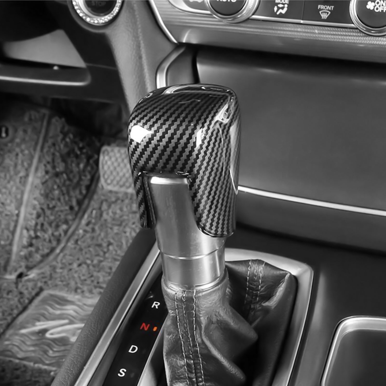 Gear Shift Panel Carbon Fiber Black Center AC Vent Gear Shift Panel Decor Trim For Acco ...