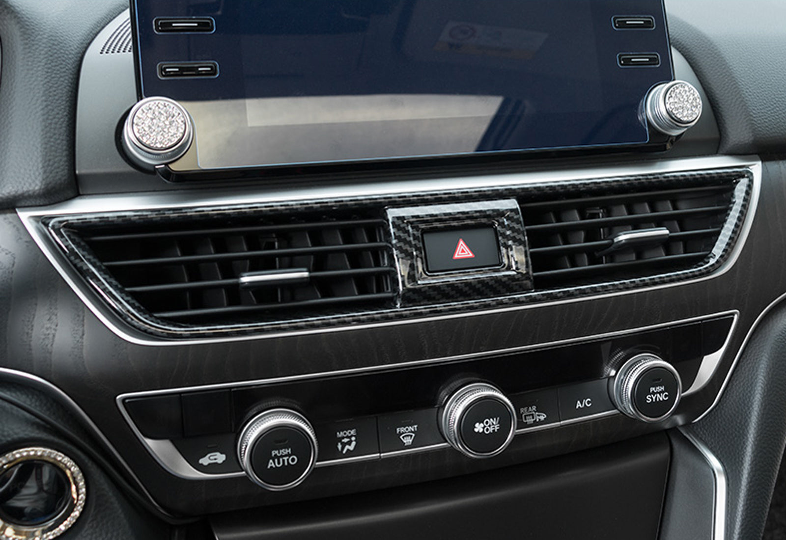 Shifter Panel Carbon Fiber Black Center AC Vent Gear Shift Panel Decor Trim For Acco ...