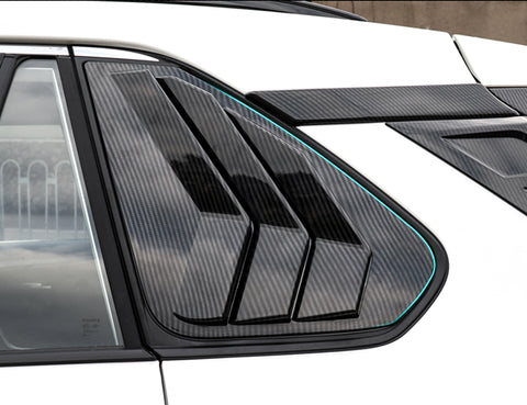 Set Carbon Fiber Style Exterior Front Window A-Pillar Rear Window C-Pillar Rear Spoiler Window Pillar Rear Side Window Louvers Accessories Cover Trim Combo Kit, Compatible with Toyota Rav4 2019-2024