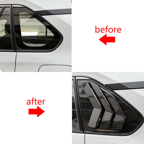 Set Carbon Fiber Style Exterior Side Mirror Stripe Door Handle Bowl Gas Tank Cap Rear Side Window Louvers Accessories Cover Trim Combo Kit, Compatible with Toyota Rav4 2019-2024