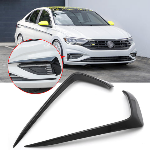 Carbon Fiber Style Front Fog Light Eyebrow Cover Trim Compatible with VW Jetta MK7 2019