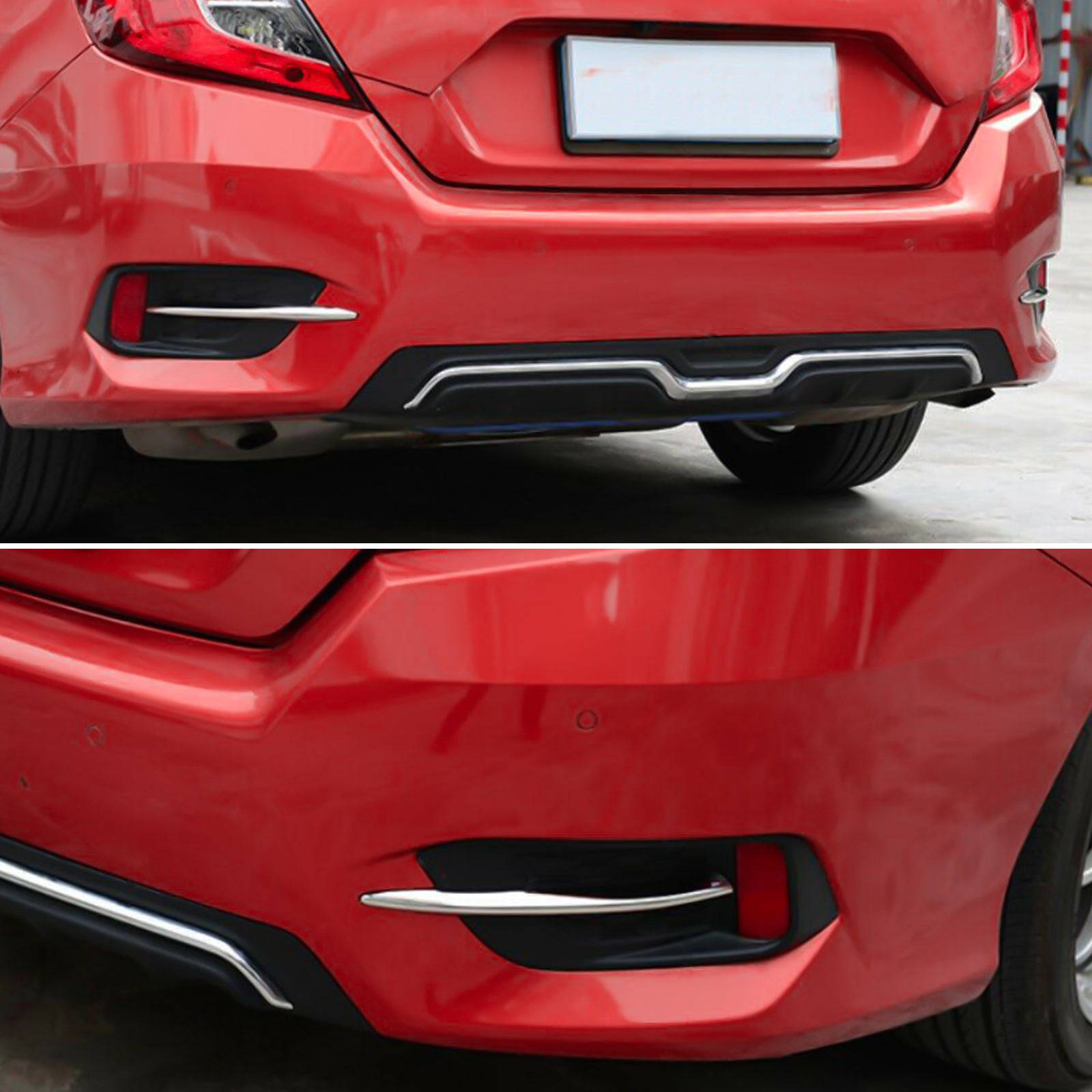 2014 Honda Civic Bumper 2pcs Chrome Silver Rear Bumper Reflector Strip Trim For Honda Civic 20
