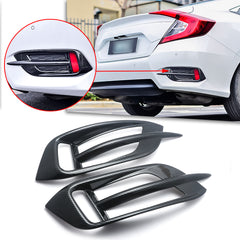 Carbon Fiber Style Rear Reflector Fog Light Lamp Bezel Overlay Cover Molding Trim For Honda Civic 10th Gen Sedan 2016 2017 2018 2019 2020