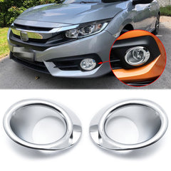 Chrome Front Fog Light Lamp Bezel Overlay Cover Molding Trim For Honda Civic 10th Gen 2016 2017 2018