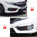 Chrome Front Fog Light Lamp Bezel Overlay Cover Molding Trim For Honda Civic 10th Gen 2016 2017 2018