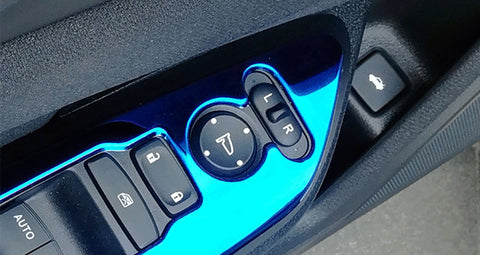 Blue Interior Armrest Window Rise Lift Down Control Switch Door Lock Panel Cover Trim Stainless Steel Accessories for Honda Civic 10th Gen 2016 2017 2018 2019 2020