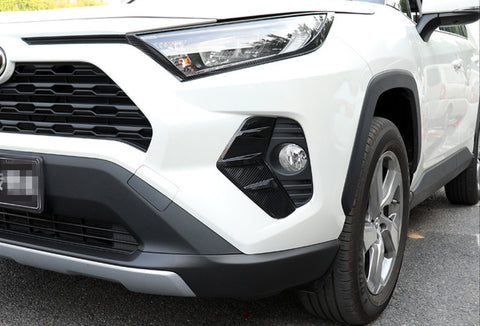 Carbon Fiber Pattern Front Fog Light Lamp Cover Molding Trim For Toyota RAV4 2019 2020