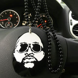 Hip Hop Style Car Hanging Pendant Ornament Full Beard Rearview Mirror Decal