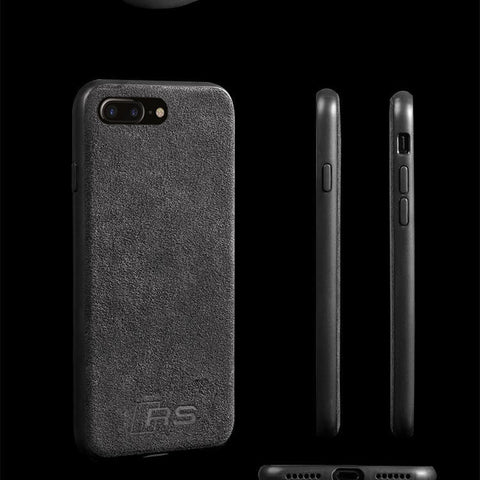 Luxury Super RS Logo Slim Leather Alcantara Suede Durable Protective Cover Case for iPhone 7 8 iPhone 7 8 plus iPhone X