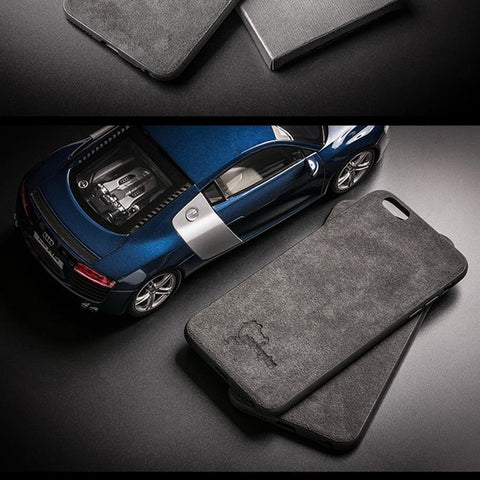 Luxury Super Nurburgring Logo Slim Leather Alcantara Suede Durable Protective Cover Case for iPhone 7 8 iPhone 7 8 plus iPhone X