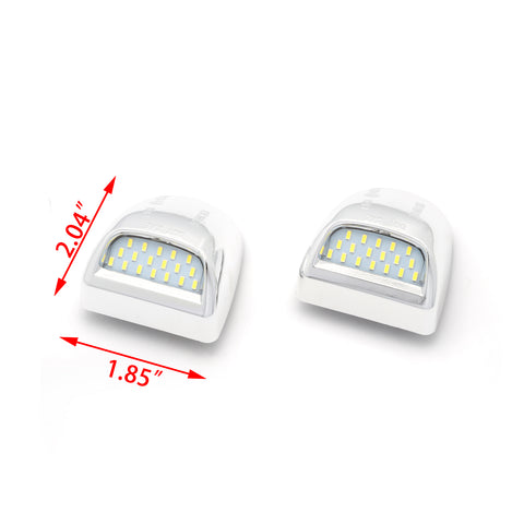 White LED License Plate Light Tag Lamp Assembly Housing Pair Replacement For Chevy Silverado GMC Sierra 1500 2500 3500 Suburban Tahoe Yukon XL Cadillac Escalade