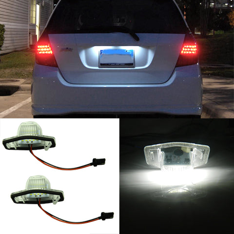 Exact Fit White 18-LED License Plate Light Lamps For Honda Civic Fit CR-V, etc