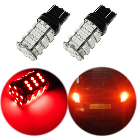 2x Red 7440 7443 54-SMD LED Bulbs For Tail Brake High Mount Stop Light