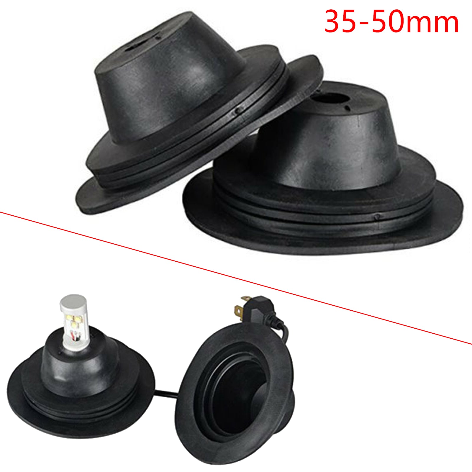 thumbnail image 2 of 85mm Rubber Headlight Seal Caps – Universal Xenon HID Projector Retrofit Covers (Pair) 2 of 3