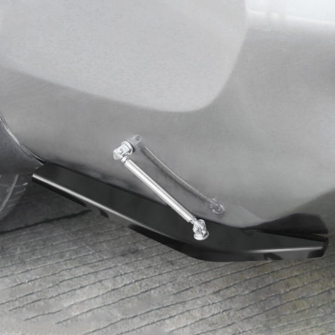 JDM Universal Rear Bumper Canard Diffuser Splitter Valence Spoiler Fin Lip Trim, Glossy Black with Adjustable 6"-9" Support Rod -Silver