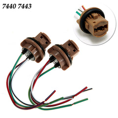 2Pcs 7443 Bulb Socket Brake Turn Signal Light Harness Wires LED Pig Tail Plug