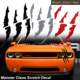 9.4 inch Die-Cut Monster Claws Scratch Headlight Decal Vinyl Sticker Halloween Décor[Red/Black/Silver/Green]