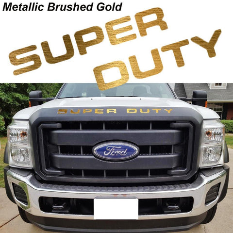 Brushed Gold \ Brushed Silver \ Matte Black \ Glossy Black \ Glossy Red Thin Vinyl Super Duty Letters Decal Stickers For Ford F-250 F-350 F-450 F-550 2008-2016 Front Grille Hood