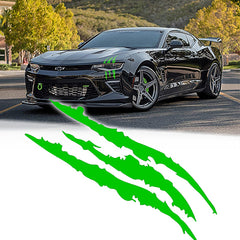 15" Green Auto Car Sticker Monster Scratch Stripe Claw Vinyl Headlight Decal
