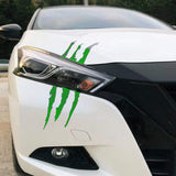 15" Green Auto Car Sticker Monster Scratch Stripe Claw Vinyl Headlight Decal