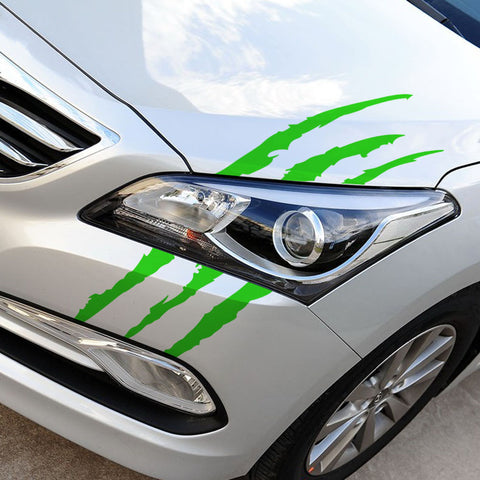 15" Green Auto Car Sticker Monster Scratch Stripe Claw Vinyl Headlight Decal