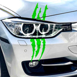 15" Green Auto Car Sticker Monster Scratch Stripe Claw Vinyl Headlight Decal