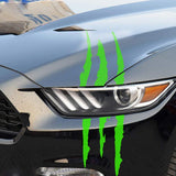 15" Green Auto Car Sticker Monster Scratch Stripe Claw Vinyl Headlight Decal