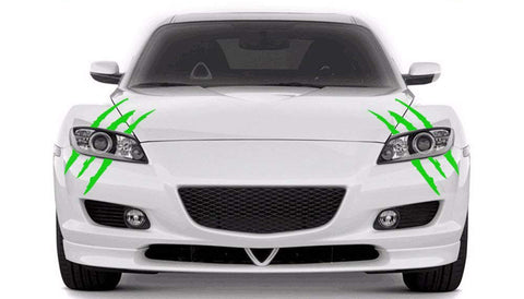 15" Green Auto Car Sticker Monster Scratch Stripe Claw Vinyl Headlight Decal