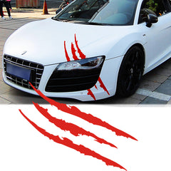 15" Red Auto Car Sticker Monster Scratch Stripe Claw Vinyl Headlight Decal