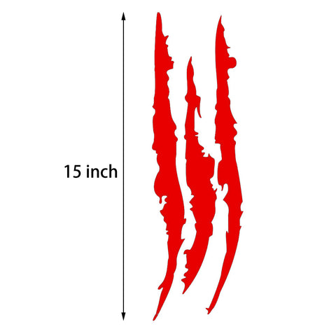 15" Red Auto Car Sticker Monster Scratch Stripe Claw Vinyl Headlight Decal