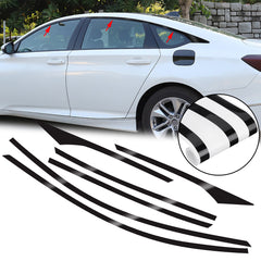 6pcs Glossy Black Car Exterior Door Window Edge Vinyl Sticker Trim Window Pillar Molding Decal for Honda Accord Sedan 2018 2019 2020, Car Exterior Blackout Window Decoration