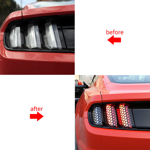 For Ford Mustang 2018 2019 2020 Rear Tail Light Lamp Honeycomb Sticker Vinyl Decal Trim, Car Exterior Accessories