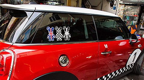 3 Pcs Mini Cooper Cute Cool Gloomy Bears Robot Red Black Blue Exclusive Car Window Reflective Decals Stickers For Car Truck Window Trunk Door or Laptop refrigerator