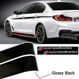 2.15M Glossy Black Side Skirt Sill Decal Stripe Stickers For BMW