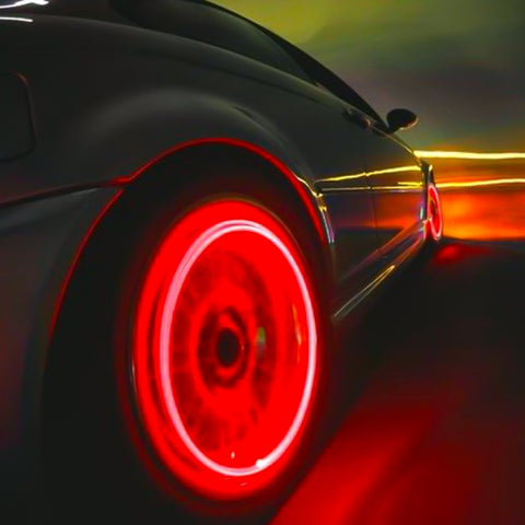 4x Red LED Wheel Tyre Tire Air Valve Stem Cap Lights Lamp For Car Motorcyle Bike