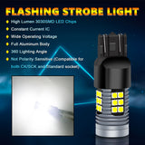 6000K White 3157 Strobe Flash LED Reverse Backup Light Bulbs Lamp Safety Warning