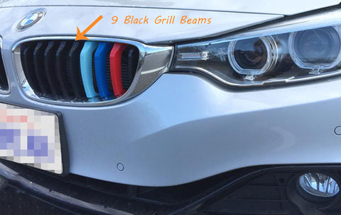 M-Colored Grille Insert Trim Tri Color Strips Fit BMW 4 Series F32 F33 F36 2014+ 420i 428i 435i 420d 425d 430d 435d (9 beam bars)