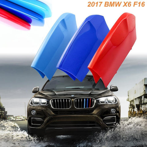 M-Colored Kidney Grille Insert Trim TRI Color Strips for BMW X6 F16 2017 and up with 7-Beam Kidney Grille