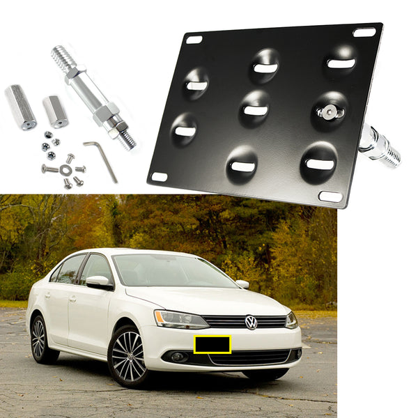JDMax Tow Hook License Plate Mount Bracket For VW Beetle (2012-2016) - Black, No Drilling, Hardware Included