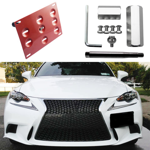 RED Tow Hook License Plate Mount Bracket For Lexus IS250 IS350 IS-F GS350 RC350