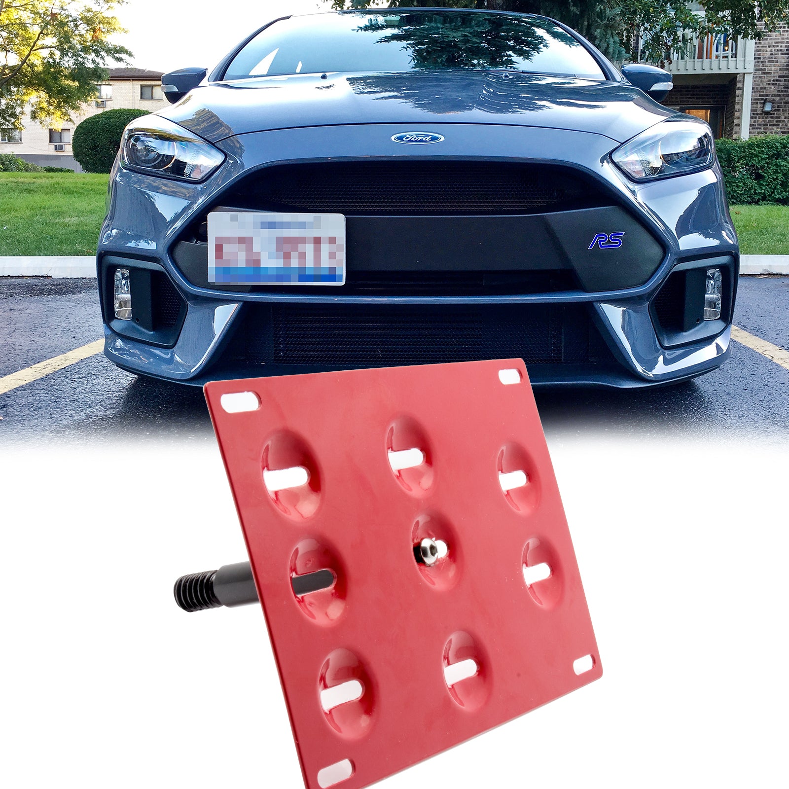 Front Bumper Tow Hook License Plate Mounting Bracket For 2013-2016 Ford Fusion – Black, Polypropylene