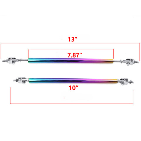 NEO Aluminum Chrome Front Bumper Lip Splitter Diffuser Spoiler Strut Rod Tie Support Bar Universal (Adjustable 10''-13'')