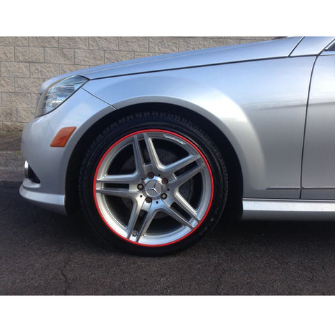 Red\ White 8M Car Rubber Stripe Wheel Hub Rim Edge Protection Tire Guard Sticker